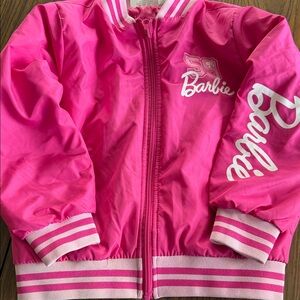 Barbie Bright Pink Logo Zip Front Jacket 6